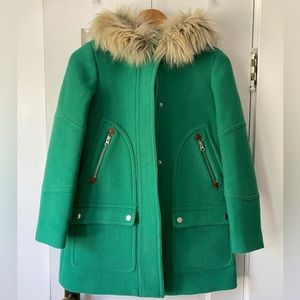 J Crew Chateau Parka, Green, Size 00P